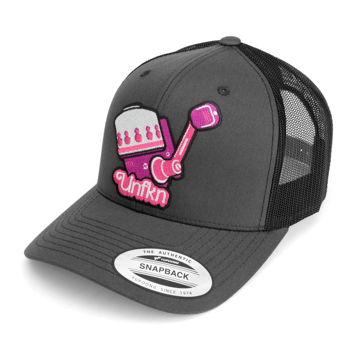 HFG - UNFKN Pink - Charcoal Black Classic Curved Bill Snapback Trucker Hat