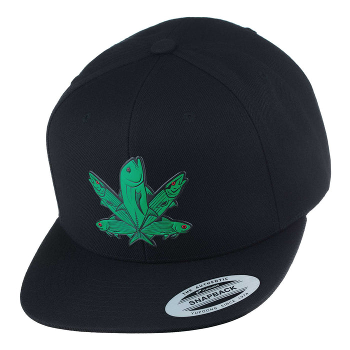 HFG - Green Fish Black Snapback Flatbill Hat